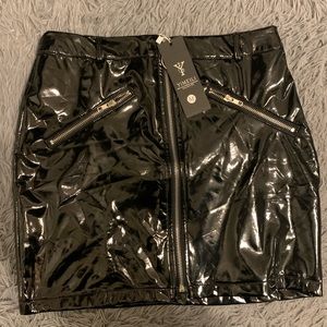 NWT Black “Wet-Look” Leather Skirt